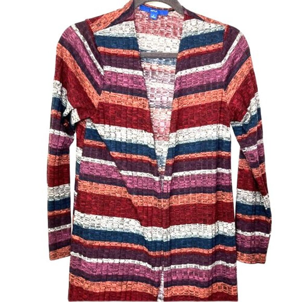 Apt. 9 Striped Open Front Multi Colored Cardigan … - image 3